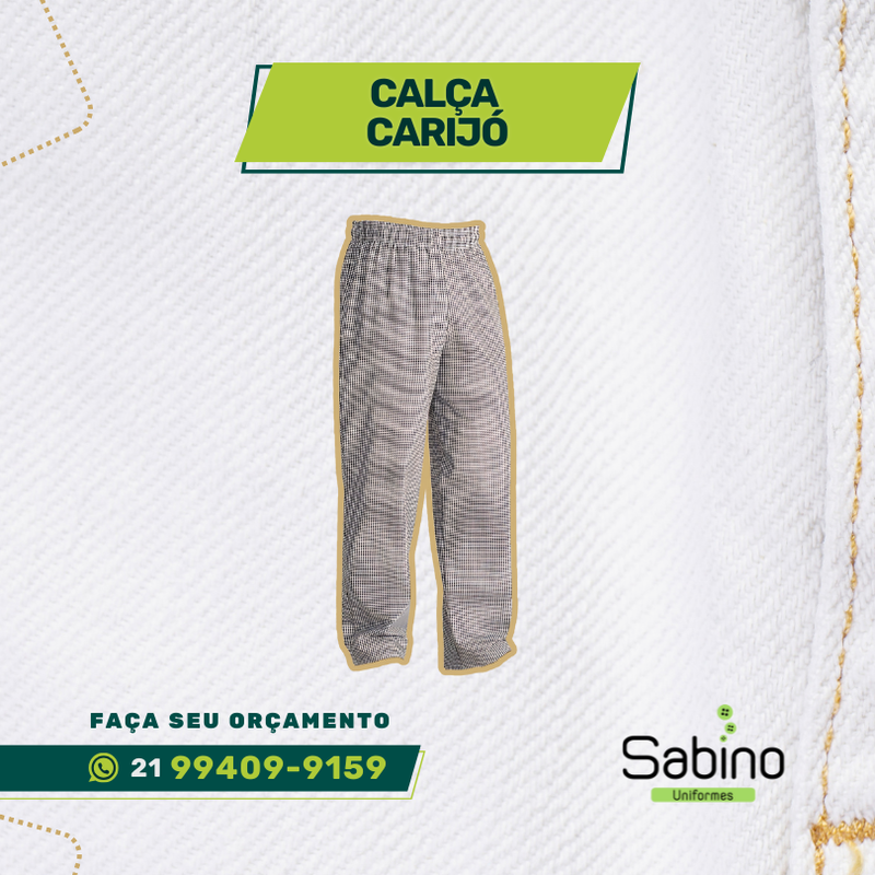 Calça Carijó, uniformes profissionais, uniformes para cozinha, uniforme