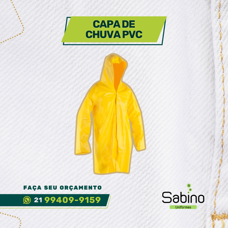 Capa de Chuva em PVC, uniformes profissionais, uniformes, EPI