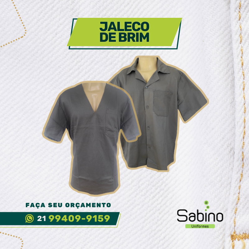 Jaleco de Brim Manga Curta, uniformes profissionais, uniforme