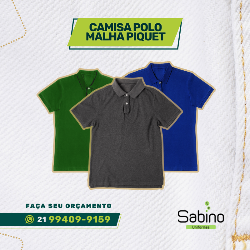 Camisa Polo Malha Piquet Masculina e Feminina, Uniformes, uniformes profissionais