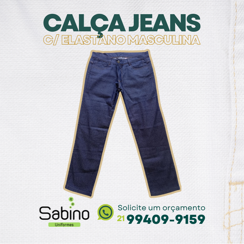 Calça Jeans Masculina com elastano. uniformes profissionais, uniformes