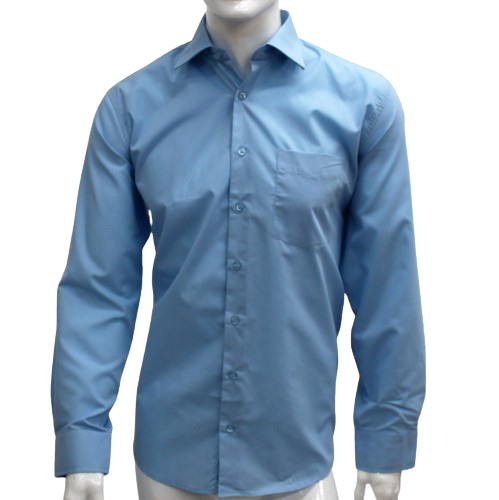 Camisa Social Masculina Manga Curta ou Longa Azul Claro 