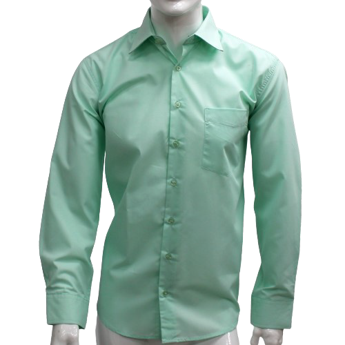 Camisa Social Masculina Manga Curta ou Longa Verde Claro