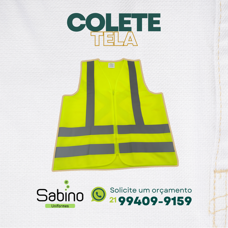 Colete Tela com Faixa Refletiva, uniformes profissionais, uniformes, EPI
